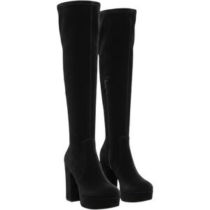 Joyce Azria Black Velvet Over The Knee Platform Block Heel Boots Womens 8.5M